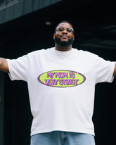 Plus Size Men My Mother Is Very Strict Creative Printed T-shirt Denim Pants Suit